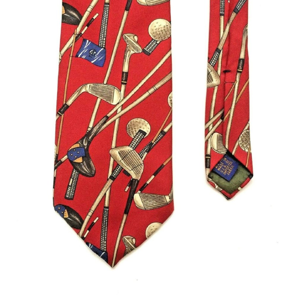 Chaps Ralph Lauren Golf Tie Red 100% Silk